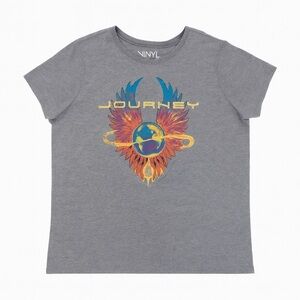 The Vinyl Icons Journey Graphic Tee Gray Short Sleeve Band Shirt Size 3X